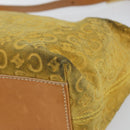 CELINE C Macadam Canvas Shoulder Bag Yellow Gold Auth 159012-15
