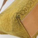 CELINE C Macadam Canvas Shoulder Bag Yellow Gold Auth 159012-16