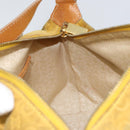 CELINE C Macadam Canvas Shoulder Bag Yellow Gold Auth 159012-18