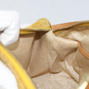 CELINE C Macadam Canvas Shoulder Bag Yellow Gold Auth 159012-19