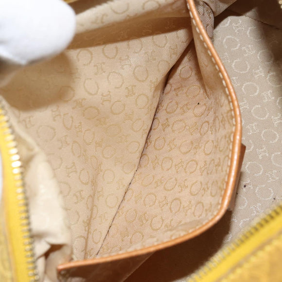 CELINE C Macadam Canvas Shoulder Bag Yellow Gold Auth 159012