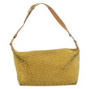 CELINE C Macadam Canvas Shoulder Bag Yellow Gold Auth 159012-13