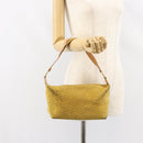 CELINE C Macadam Canvas Shoulder Bag Yellow Gold Auth 159012-21