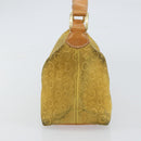 CELINE C Macadam Canvas Shoulder Bag Yellow Gold Auth 159012-3