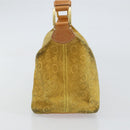 CELINE C Macadam Canvas Shoulder Bag Yellow Gold Auth 159012-4