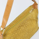 CELINE C Macadam Canvas Shoulder Bag Yellow Gold Auth 159012-6