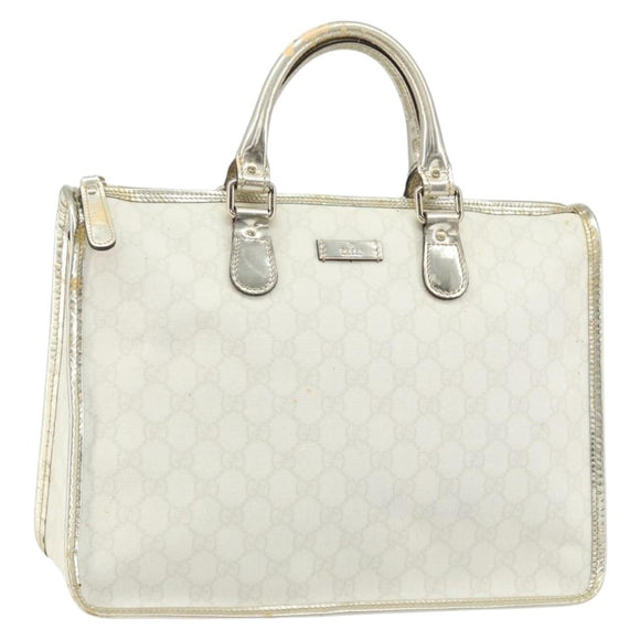GUCCI GG Supreme Hand Bag PVC Leather White Gold 190259 Auth 159013