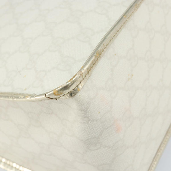 GUCCI GG Supreme Hand Bag PVC Leather White Gold 190259 Auth 159013