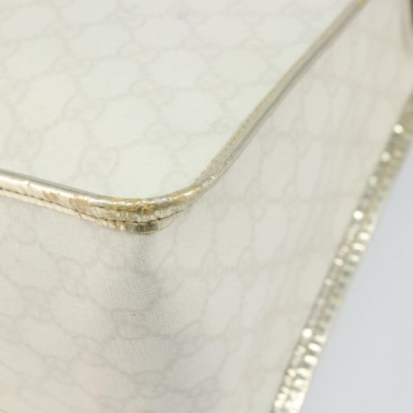 GUCCI GG Supreme Hand Bag PVC Leather White Gold 190259 Auth 159013
