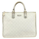 GUCCI GG Supreme Hand Bag PVC Leather White Gold 190259 Auth 159013-13