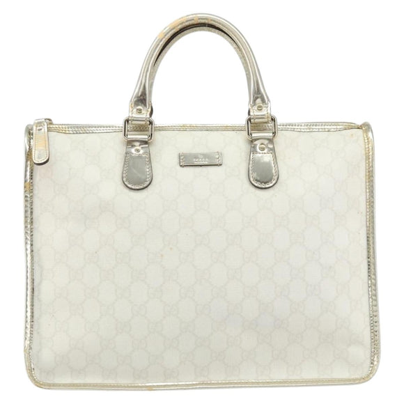 GUCCI GG Supreme Hand Bag PVC Leather White Gold 190259 Auth 159013