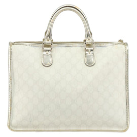 GUCCI GG Supreme Hand Bag PVC Leather White Gold 190259 Auth 159013 - 0