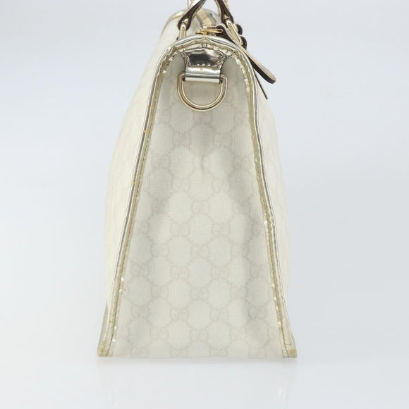 GUCCI GG Supreme Hand Bag PVC Leather White Gold 190259 Auth 159013