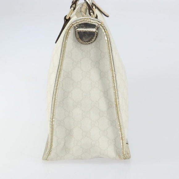 GUCCI GG Supreme Hand Bag PVC Leather White Gold 190259 Auth 159013