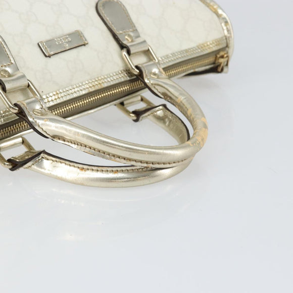 GUCCI GG Supreme Hand Bag PVC Leather White Gold 190259 Auth 159013