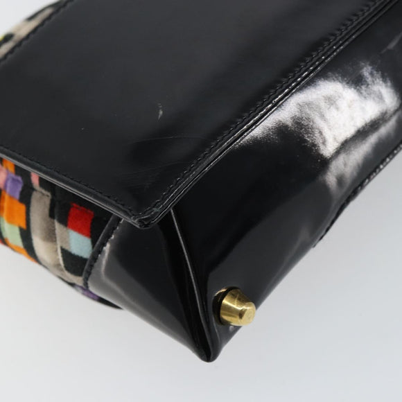CHANEL 2.55 Shoulder Bag Velor Multicolor Gold CC Auth 159014SAV