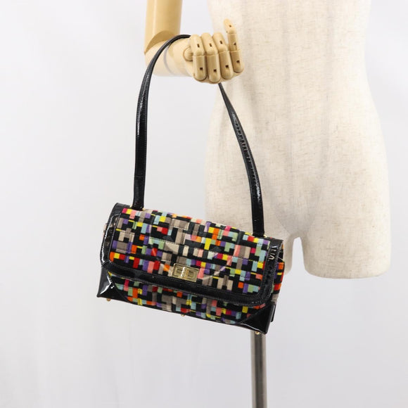 CHANEL 2.55 Shoulder Bag Velor Multicolor Gold CC Auth 159014SAV