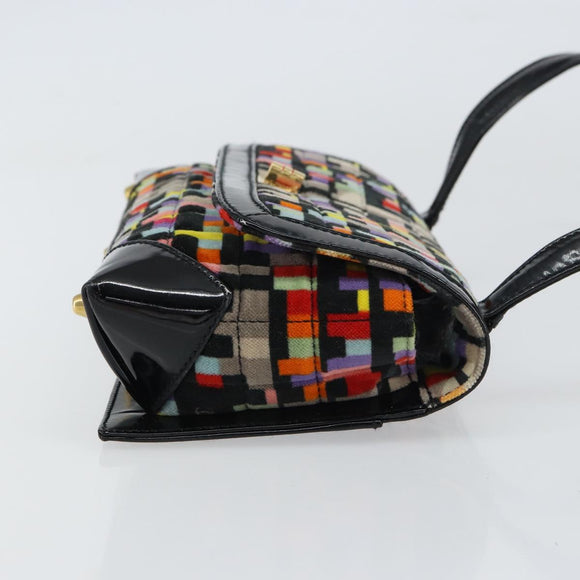CHANEL 2.55 Shoulder Bag Velor Multicolor Gold CC Auth 159014SAV