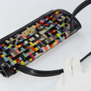 CHANEL 2.55 Shoulder Bag Velor Multicolor Gold CC Auth 159014SAV-6