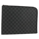 LOUIS VUITTON Damier Graphite Pochette Jules GM Clutch Bag M41501 Auth 159017V-1