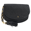 BALLY Pouch Leather Black Gold Auth 159018-1