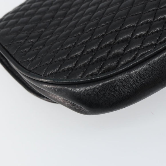 BALLY Pouch Leather Black Gold Auth 159018