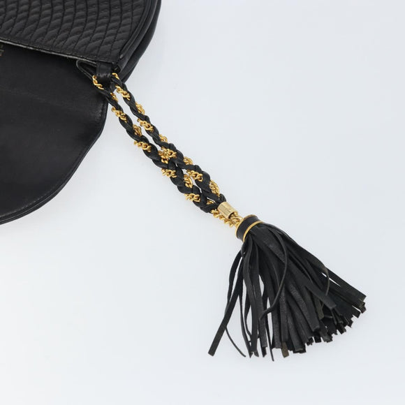 BALLY Pouch Leather Black Gold Auth 159018