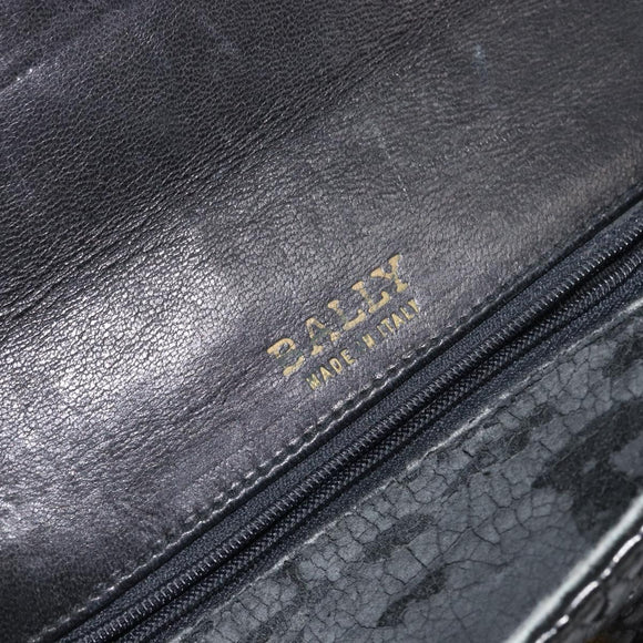 BALLY Pouch Leather Black Gold Auth 159018