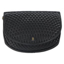 BALLY Pouch Leather Black Gold Auth 159018-2