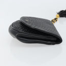 BALLY Pouch Leather Black Gold Auth 159018-4
