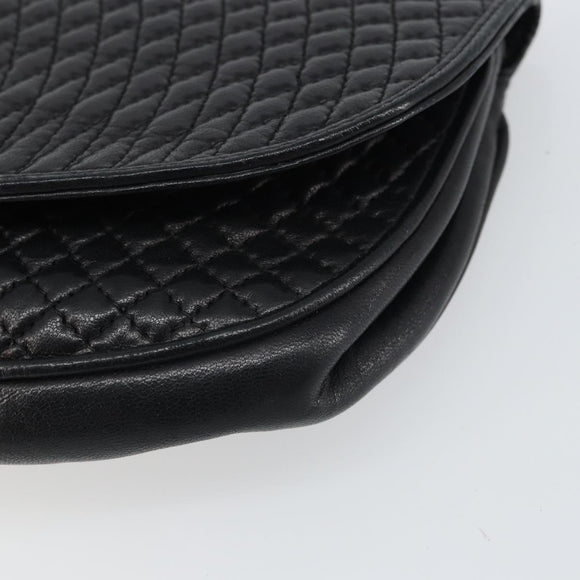 BALLY Pouch Leather Black Gold Auth 159018