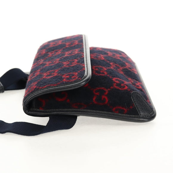 GUCCI GG Canvas Waist bag Wool Navy Gold 598181 Auth 159020V