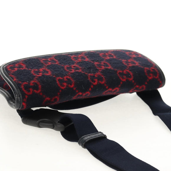 GUCCI GG Canvas Waist bag Wool Navy Gold 598181 Auth 159020V