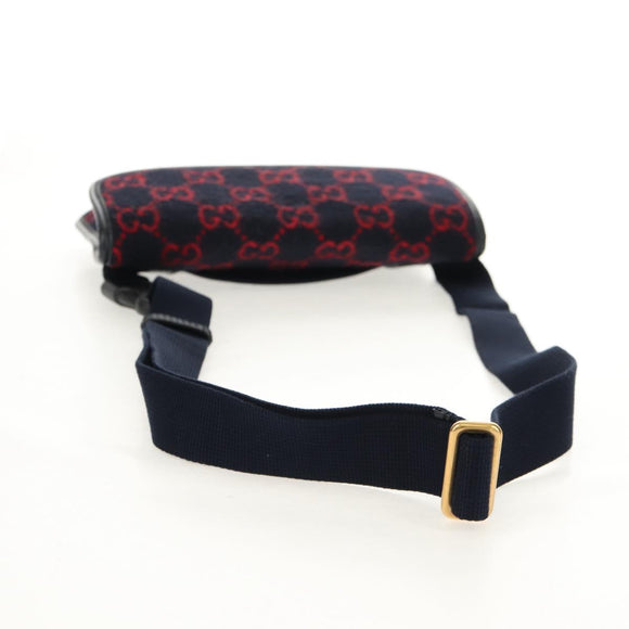 GUCCI GG Canvas Waist bag Wool Navy Gold 598181 Auth 159020V