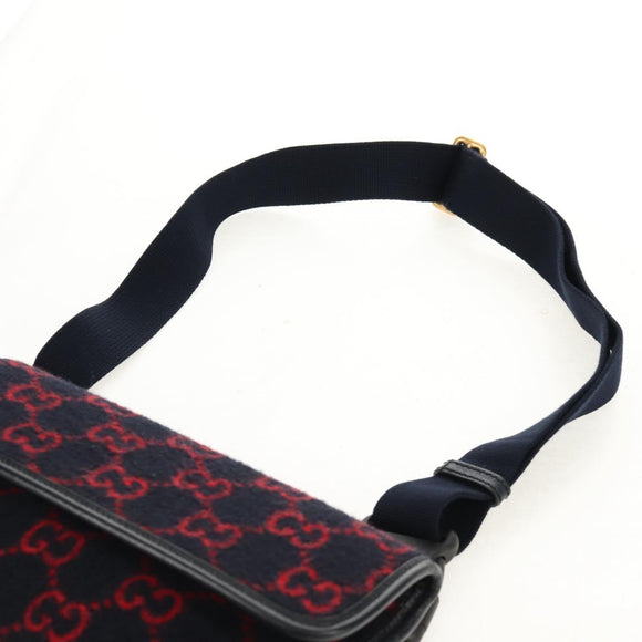 GUCCI GG Canvas Waist bag Wool Navy Gold 598181 Auth 159020V