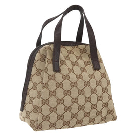 GUCCI GG Canvas Hand Bag Beige 124542 Auth 159021