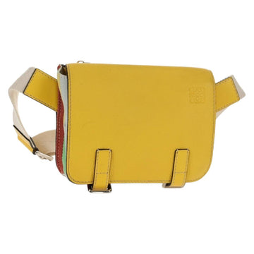 LOEWE Waist bag Leather Yellow Silver Auth 159022V