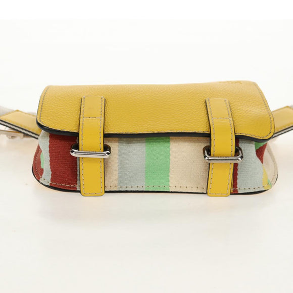 LOEWE Waist bag Leather Yellow Silver Auth 159022V