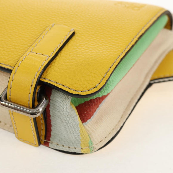 LOEWE Waist bag Leather Yellow Silver Auth 159022V