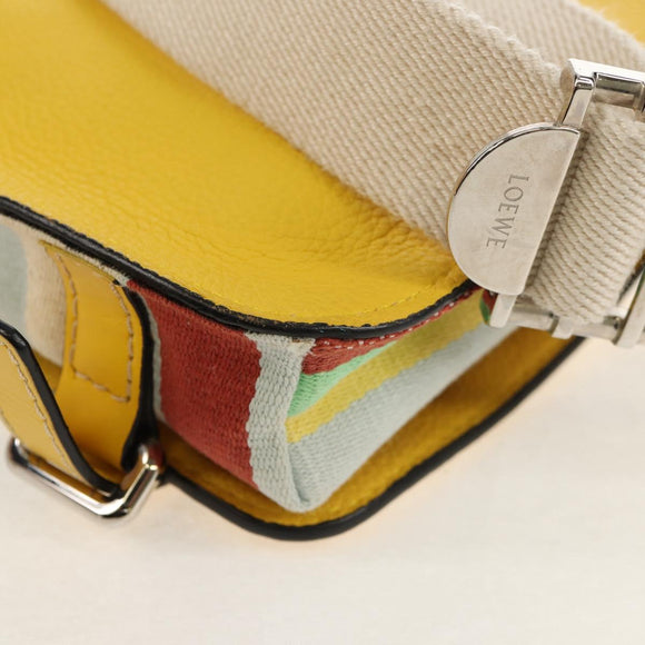 LOEWE Waist bag Leather Yellow Silver Auth 159022V