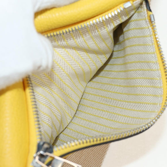 LOEWE Waist bag Leather Yellow Silver Auth 159022V