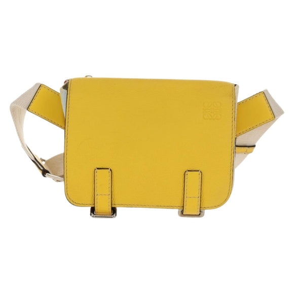 LOEWE Waist bag Leather Yellow Silver Auth 159022V