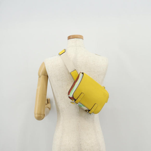 LOEWE Waist bag Leather Yellow Silver Auth 159022V