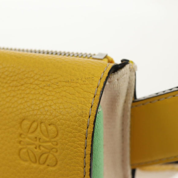 LOEWE Waist bag Leather Yellow Silver Auth 159022V