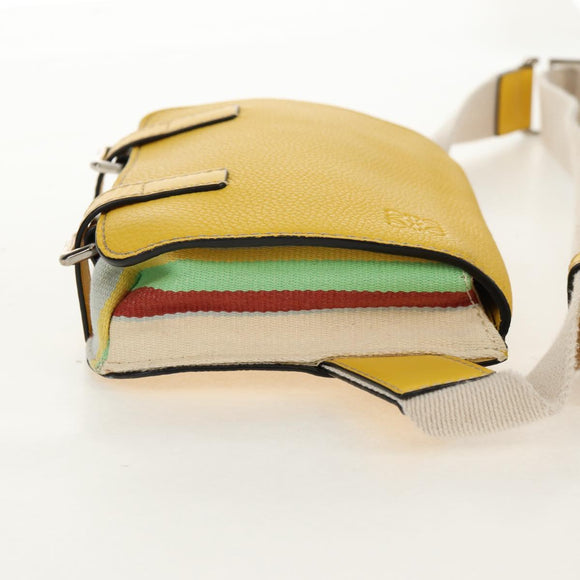 LOEWE Waist bag Leather Yellow Silver Auth 159022V