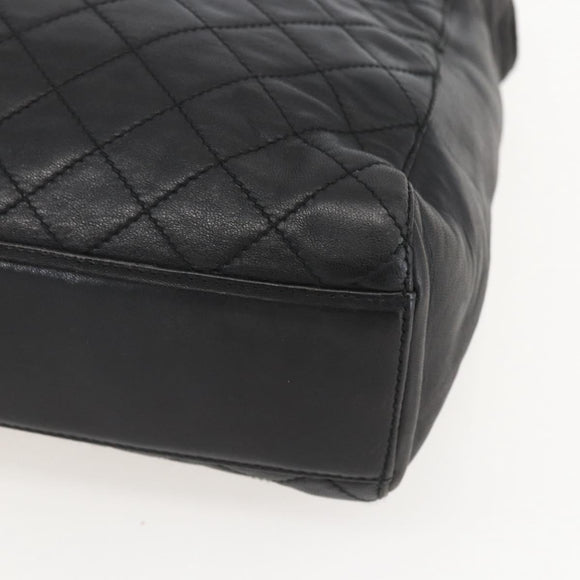 PRADA Chain Shoulder Bag Leather Black Gold Auth 159024