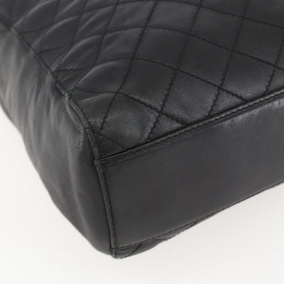 PRADA Chain Shoulder Bag Leather Black Gold Auth 159024