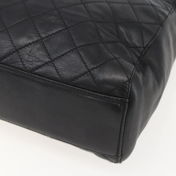 PRADA Chain Shoulder Bag Leather Black Gold Auth 159024