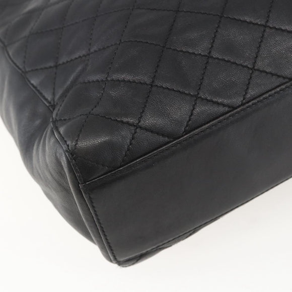 PRADA Chain Shoulder Bag Leather Black Gold Auth 159024