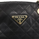 PRADA Chain Shoulder Bag Leather Black Gold Auth 159024-17